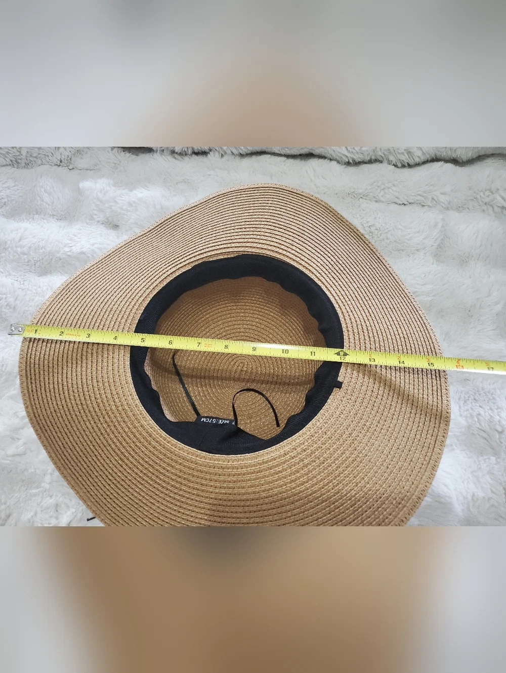 Women's Wide Brim Tan Straw Sun Hat Size 57cm NWOT